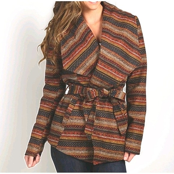 Jack Coat Size Small Brown Wool Harland Wrap Western Jacket  Boho Aztec Women - Picture 1 of 9